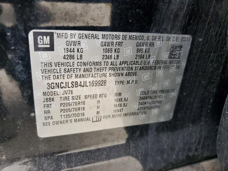 2018 CHEVROLET TRAX 1LT  