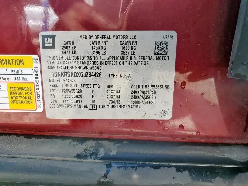 2016 CHEVROLET TRAVERSE LT  