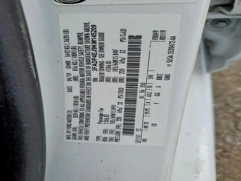 2019 FORD FIESTA SE  