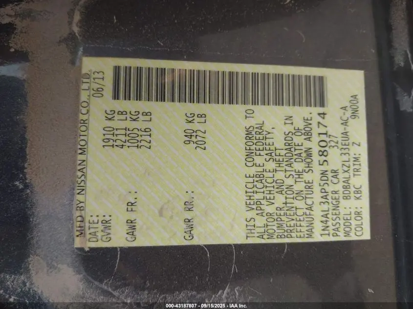 2013 NISSAN ALTIMA 2.5 SL