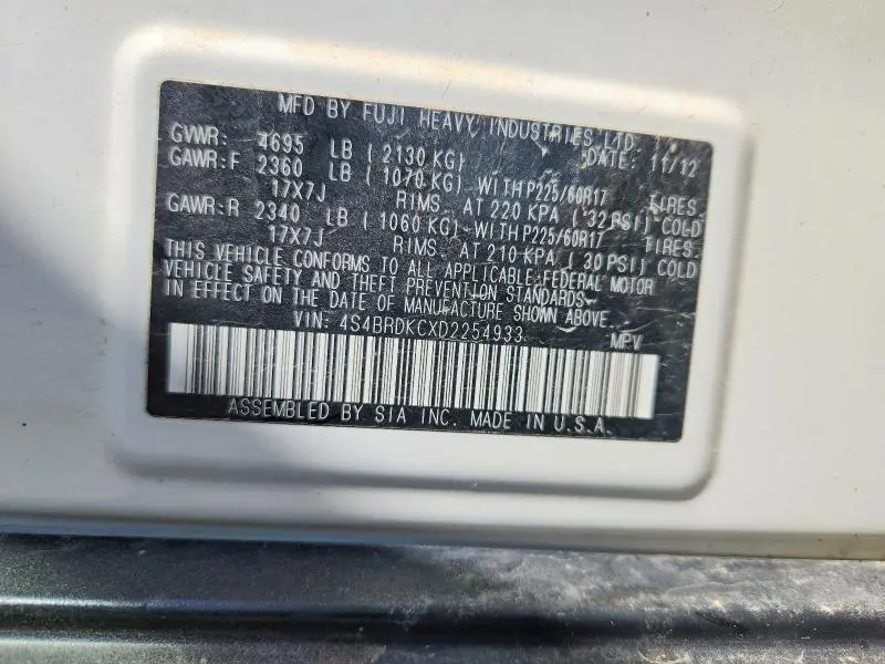 2013 SUBARU OUTBACK 3.6R LIMITED  