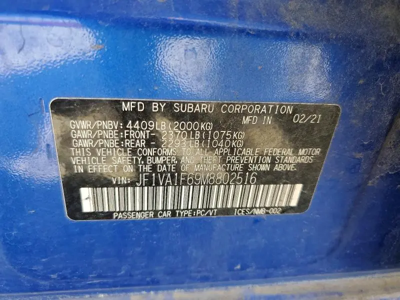 2021 SUBARU WRX PREMIUM  