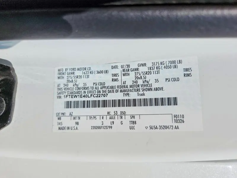 2020 FORD F150 SUPERCREW  