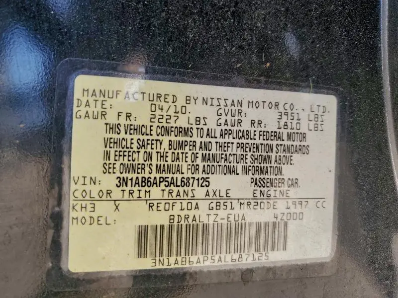 2010 NISSAN SENTRA 2.0  