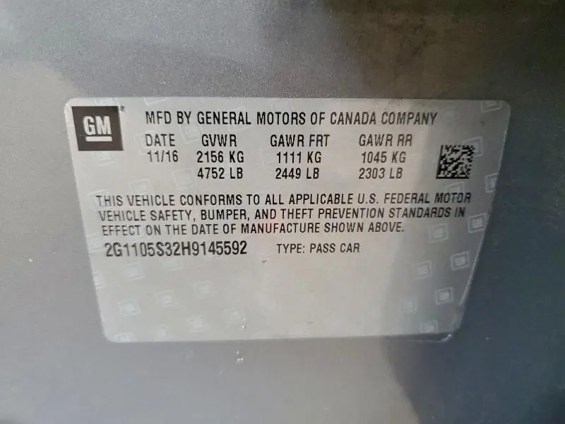 2017 CHEVROLET IMPALA LT  