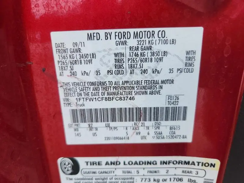 2011 FORD F150 SUPERCREW  