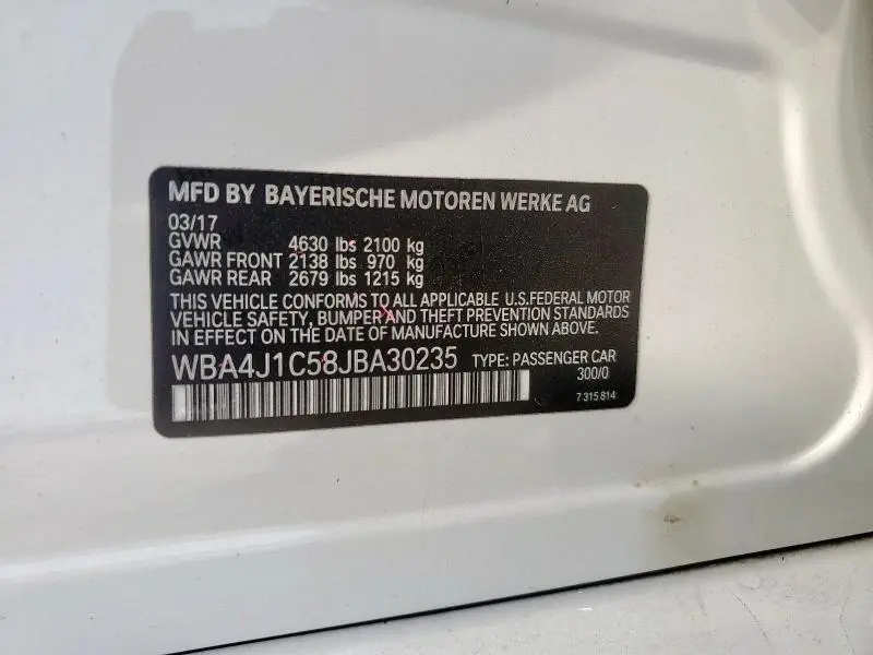 2018 BMW 430I GRAN COUPE  