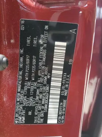 2016 TOYOTA SIENNA LE  