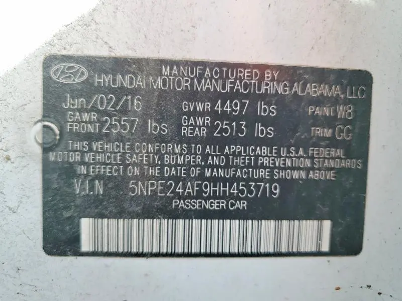 2017 HYUNDAI SONATA SE  
