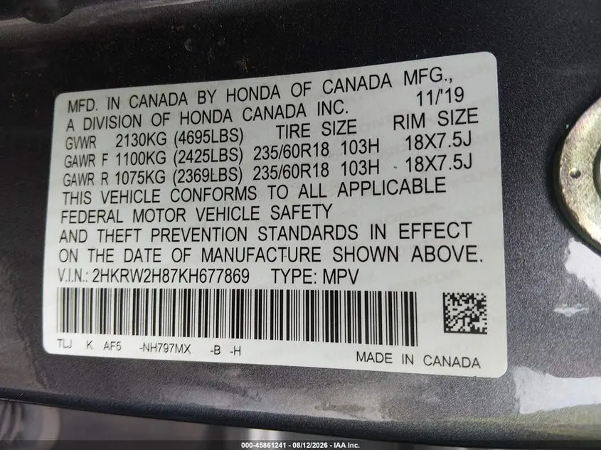 2019 HONDA CR-V EX-L