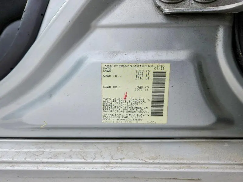 2015 NISSAN ALTIMA 2.5 S  