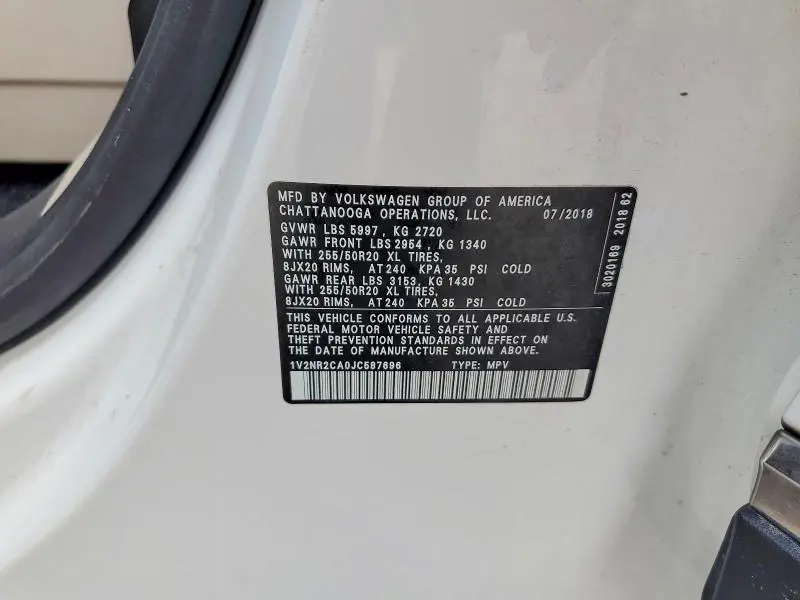 2018 VOLKSWAGEN ATLAS SEL PREMIUM  