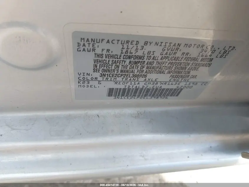 2014 NISSAN VERSA NOTE SV