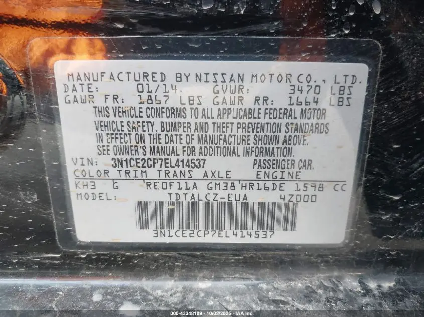 2014 NISSAN VERSA NOTE S PLUS