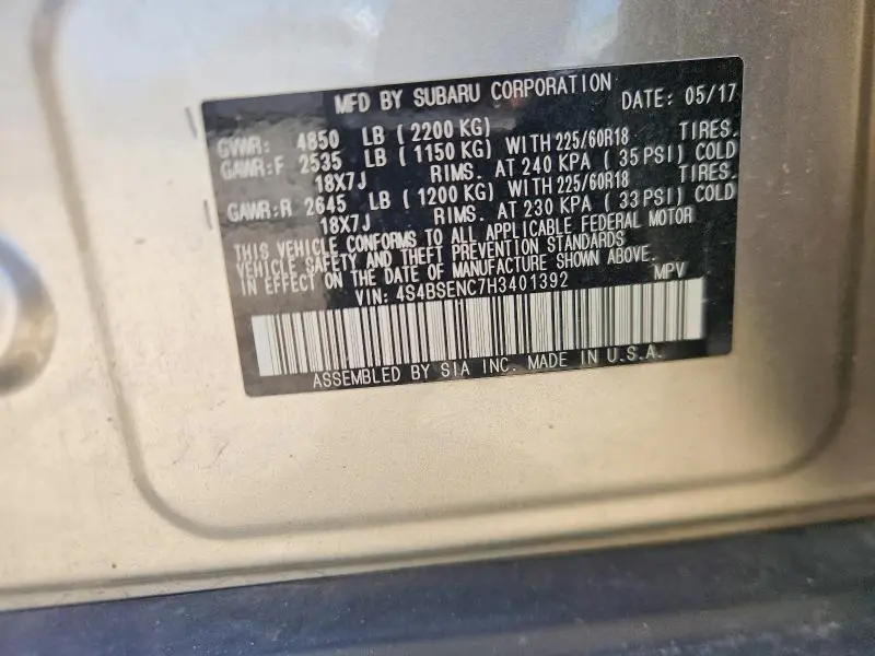 2017 SUBARU OUTBACK 3.6R LIMITED  