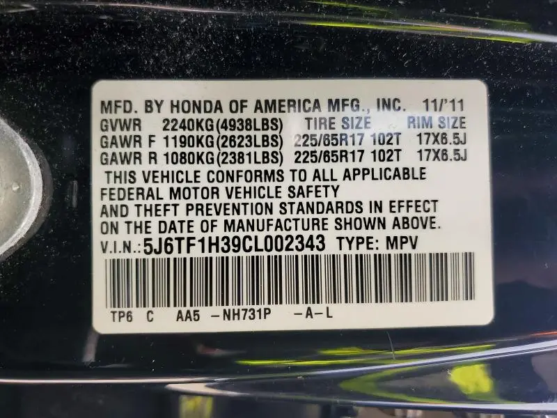 2012 HONDA CROSSTOUR EX  