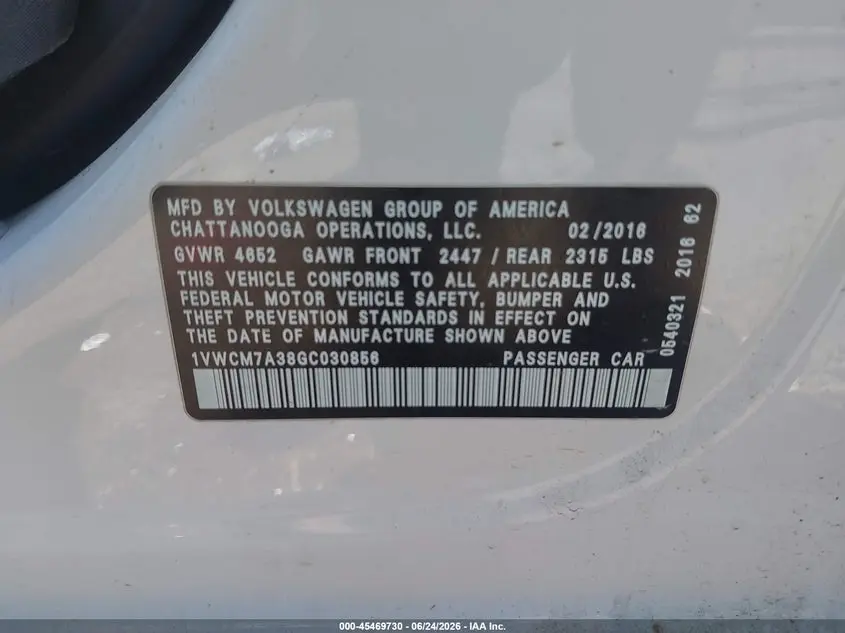 2016 VOLKSWAGEN PASSAT V6 SEL PREMIUM