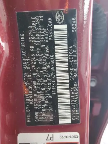 2017 TOYOTA CAMRY XSE  