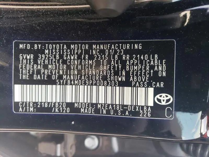 2023 TOYOTA COROLLA LE  