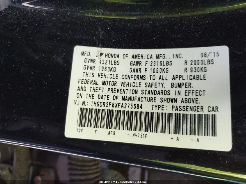 2015 HONDA ACCORD EX-L