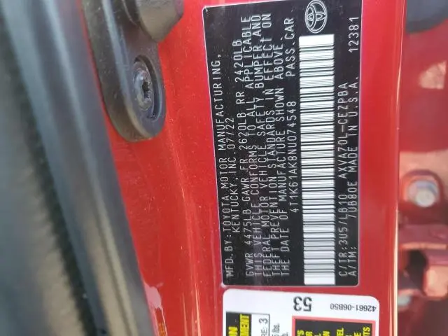 2022 TOYOTA CAMRY XSE  