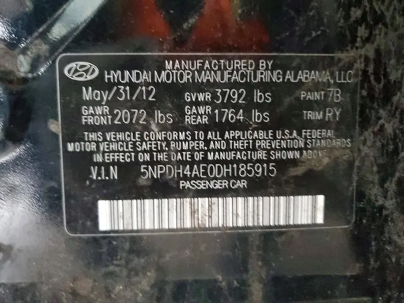 2013 HYUNDAI ELANTRA LIMITED  