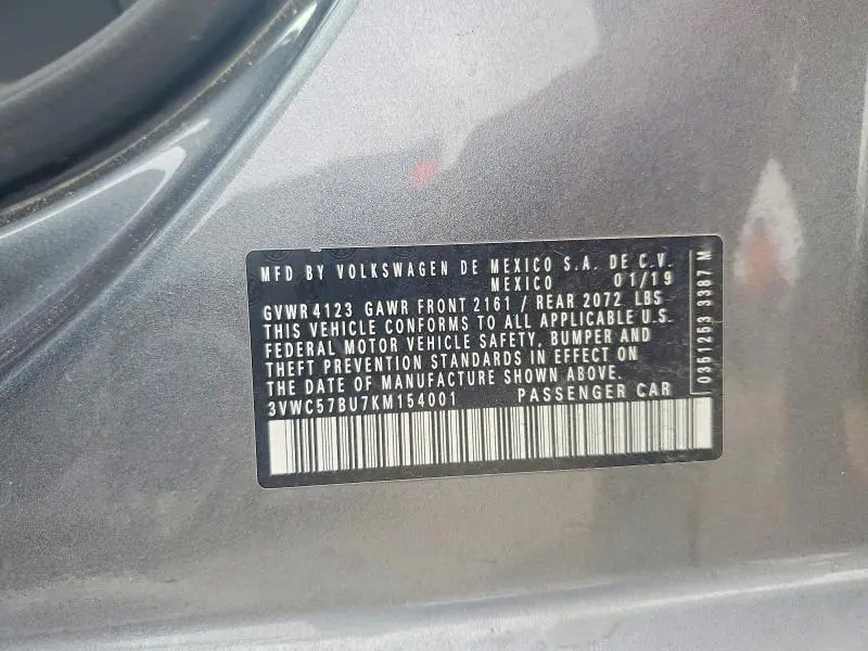 2019 VOLKSWAGEN JETTA S  