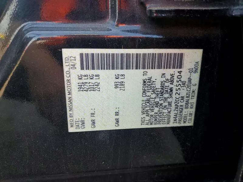 2012 NISSAN ALTIMA 2.5  
