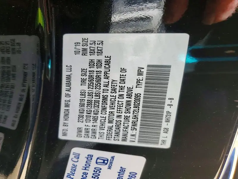 2020 HONDA ODYSSEY EXL  