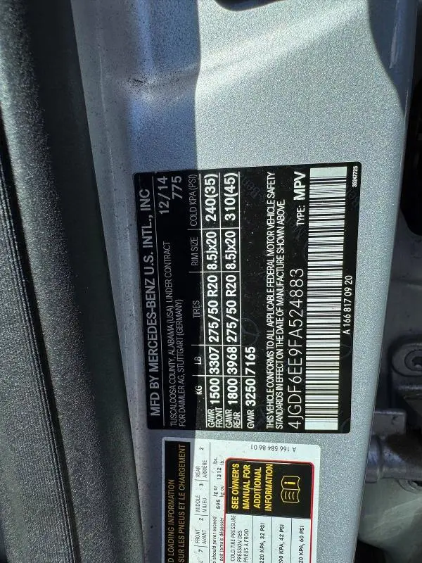 2015 MERCEDES-BENZ GL 450 4MATIC  
