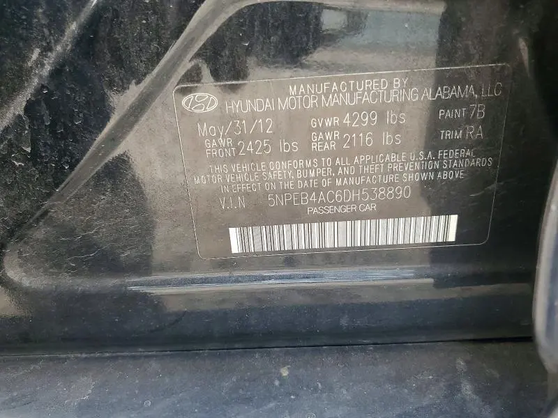 2013 HYUNDAI SONATA SE   