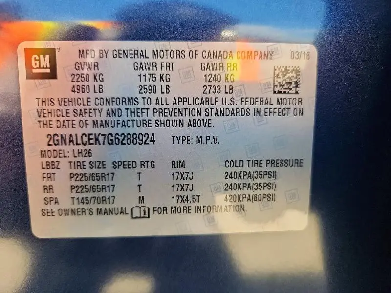 2016 CHEVROLET EQUINOX LT  