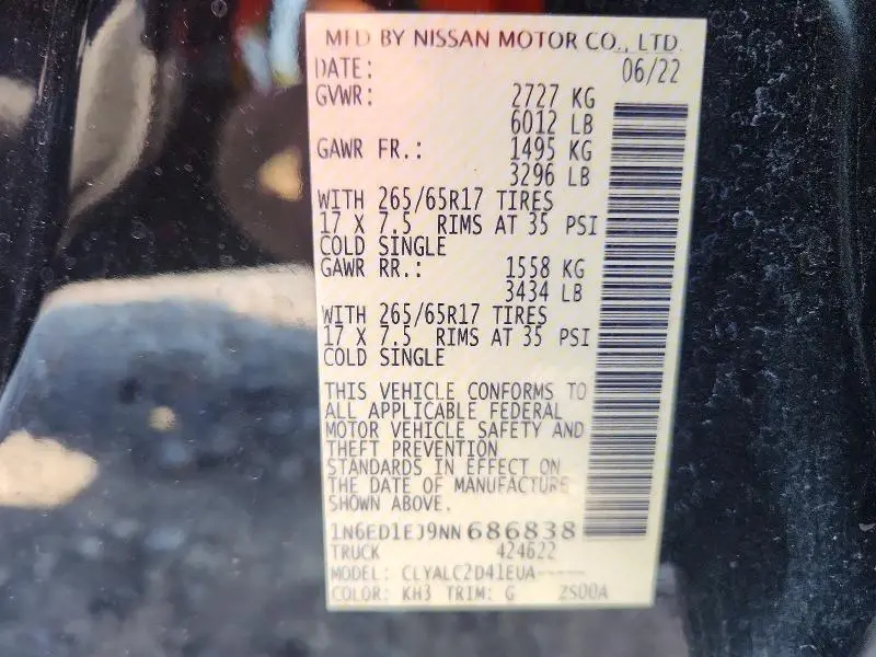 2022 NISSAN FRONTIER SV  