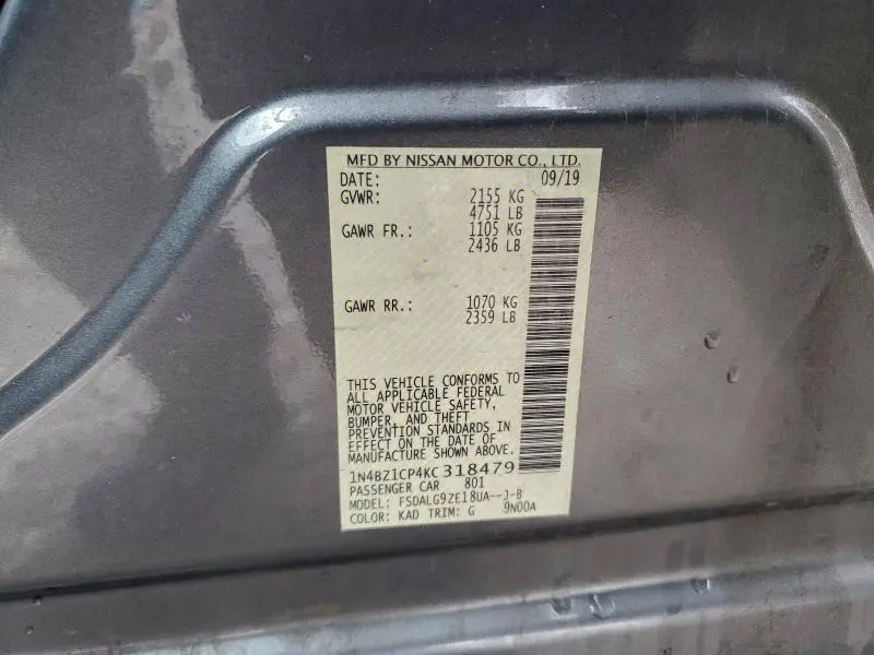 2019 NISSAN LEAF S PLUS  