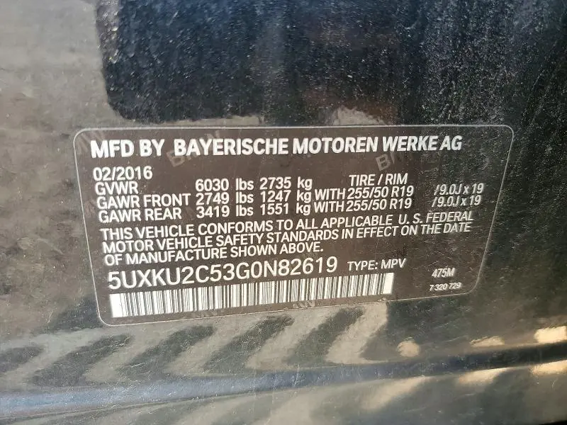 2016 BMW X6 XDRIVE35I  