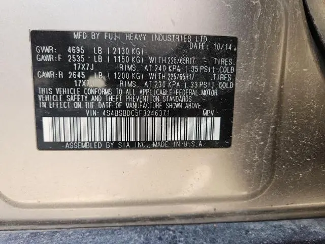 2015 SUBARU OUTBACK 2.5I PREMIUM  