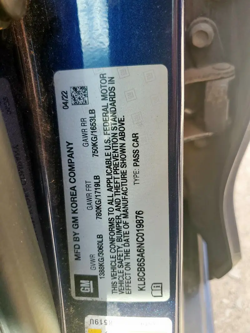 2022 CHEVROLET SPARK LS