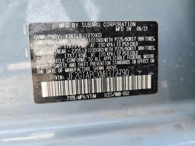 2021 SUBARU CROSSTREK PREMIUM  