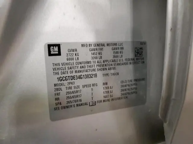 2016 CHEVROLET COLORADO Z71  