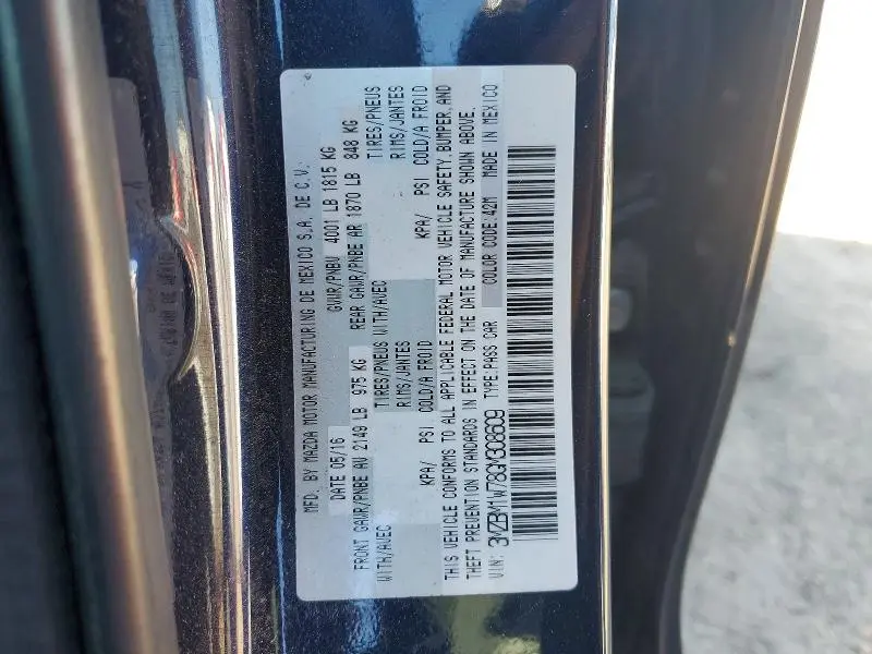 2016 MAZDA 3 TOURING  