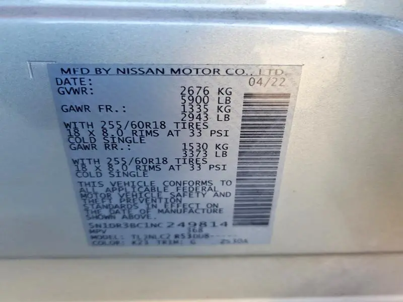 2022 NISSAN PATHFINDER SV  