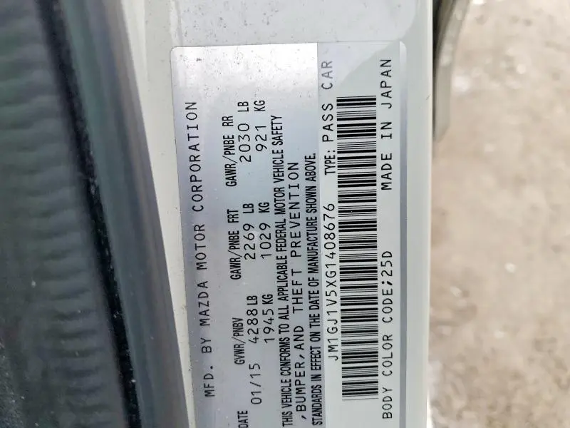 2016 MAZDA 6 TOURING  