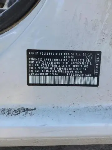 2019 VOLKSWAGEN JETTA S  