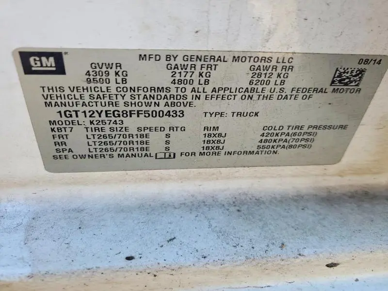 2015 GMC SIERRA K2500 SLE  