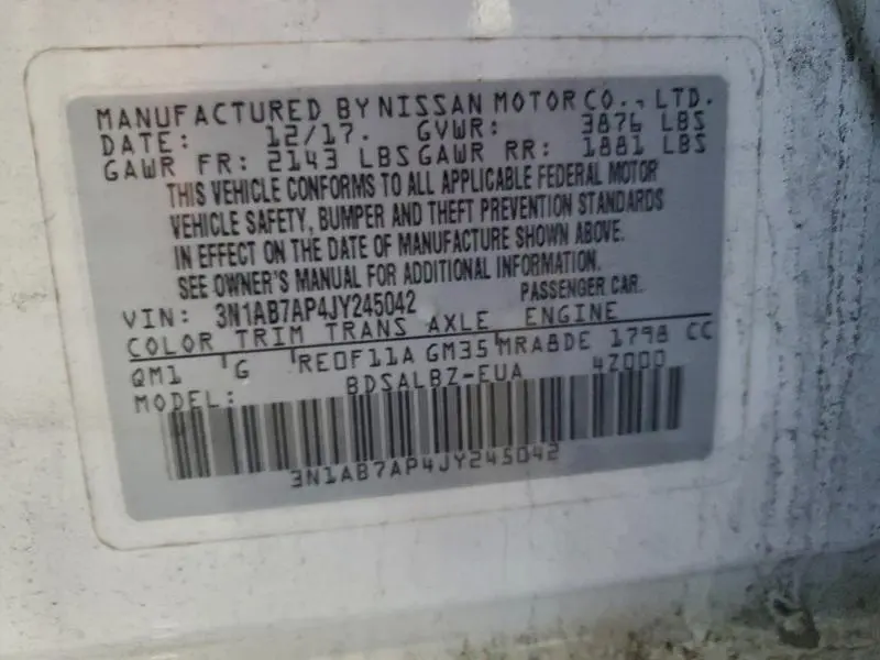 2018 NISSAN SENTRA S  