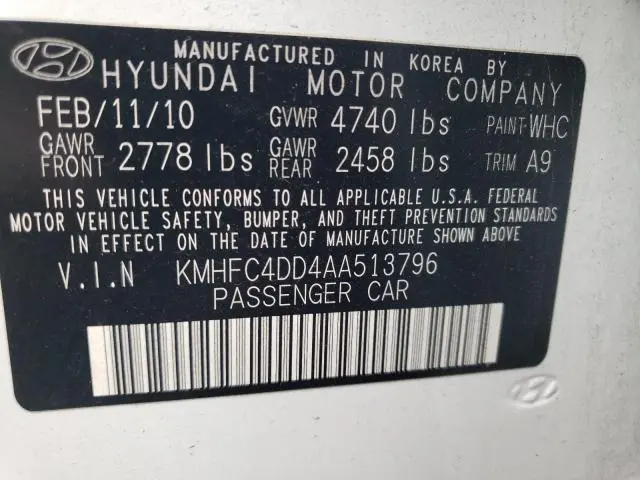 2010 HYUNDAI AZERA GLS  