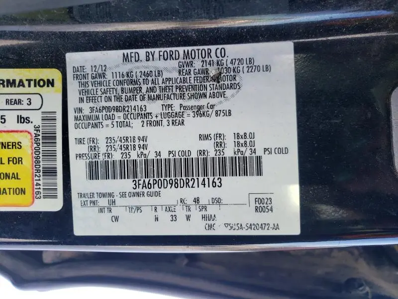 2013 FORD FUSION TITANIUM  