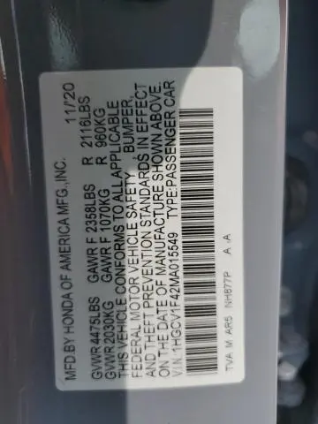 2021 HONDA ACCORD SPORT SE  