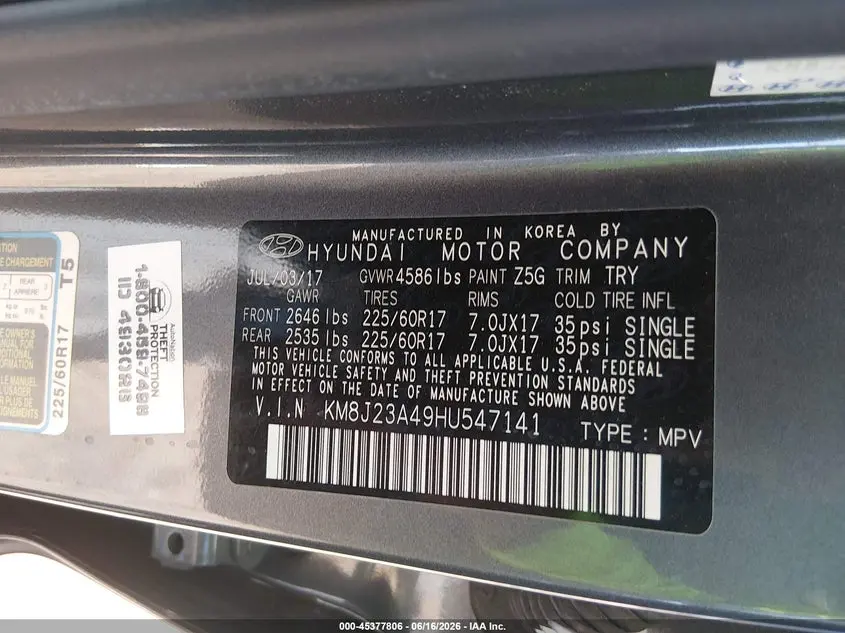 2017 HYUNDAI TUCSON SE