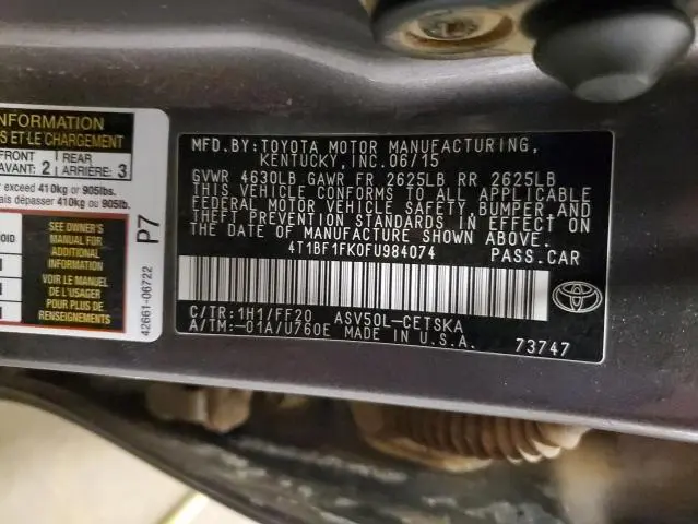 2015 TOYOTA CAMRY LE  